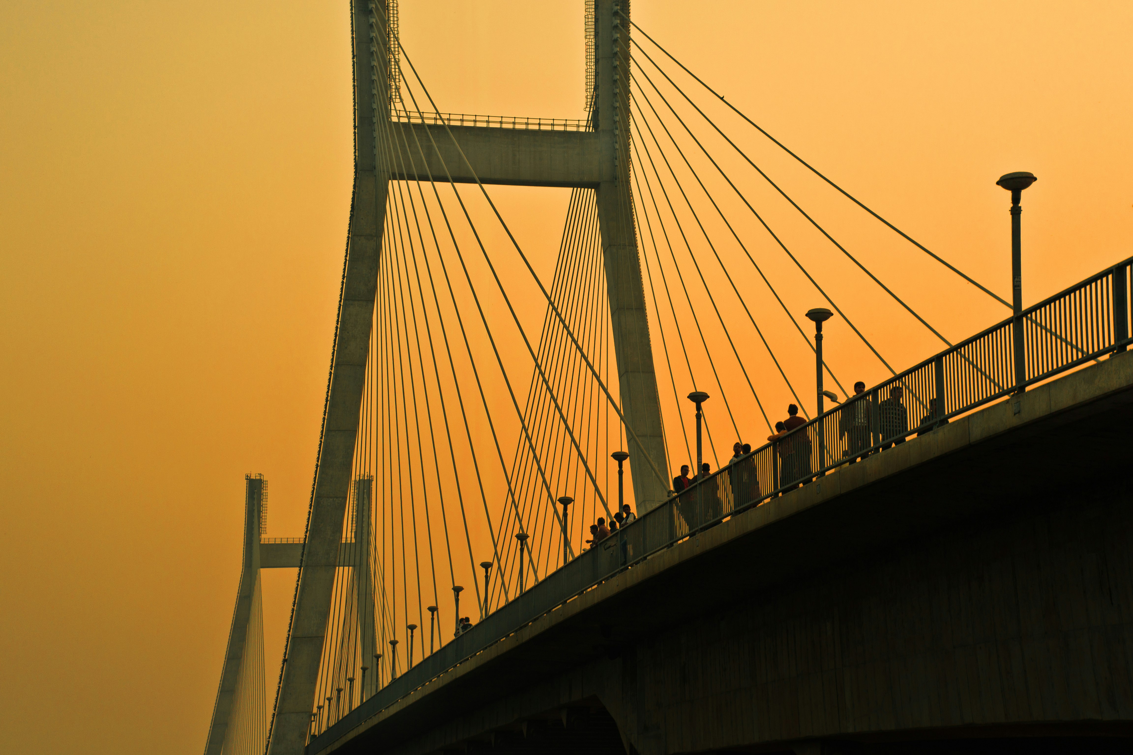 concrete bridge during dawn